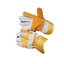 NMSAFETY gelbe Baumwolle mit Rindspaltlederhandschuhen